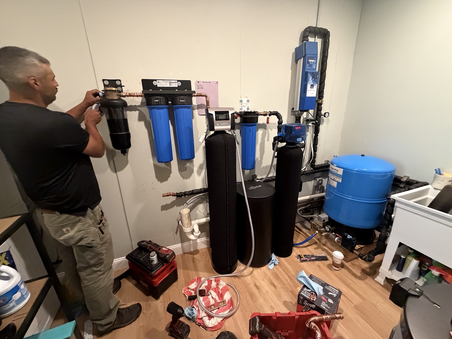 Working on a home water-treatment system